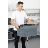 thumbnail of Caisse de transport/stockage en plastique avec couvercle attaché - 600 x 400 x 320 mm - VOGUE