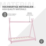thumbnail of ML-Design Kinderbett Tipi 70x140 cm Rosa mit Matratze & Lattenrost, Indianer Bett aus Kiefernholz, Hausbett für Mädchen & Jungen, Bodenbett Kinderhaus