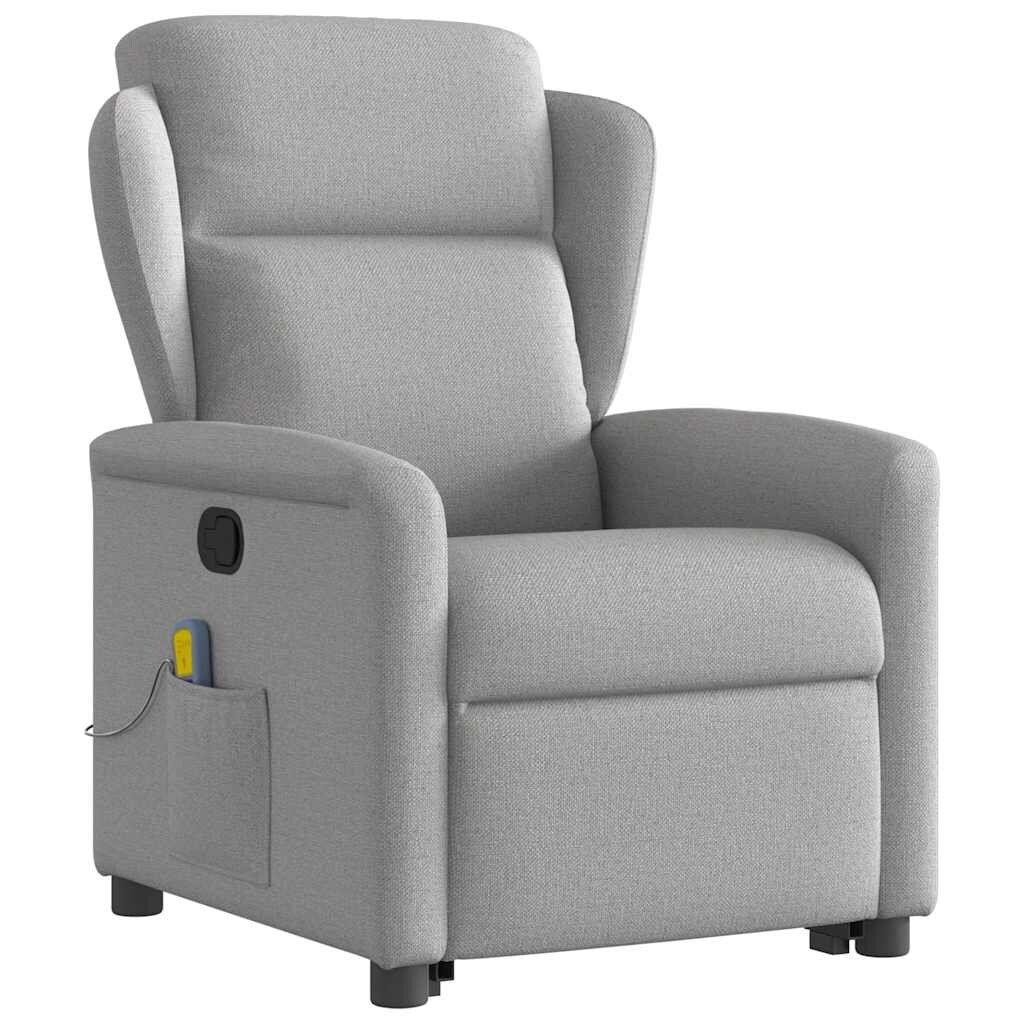 vidaXL Massagesessel mit Aufstehhilfe Wolkengrau Stoff