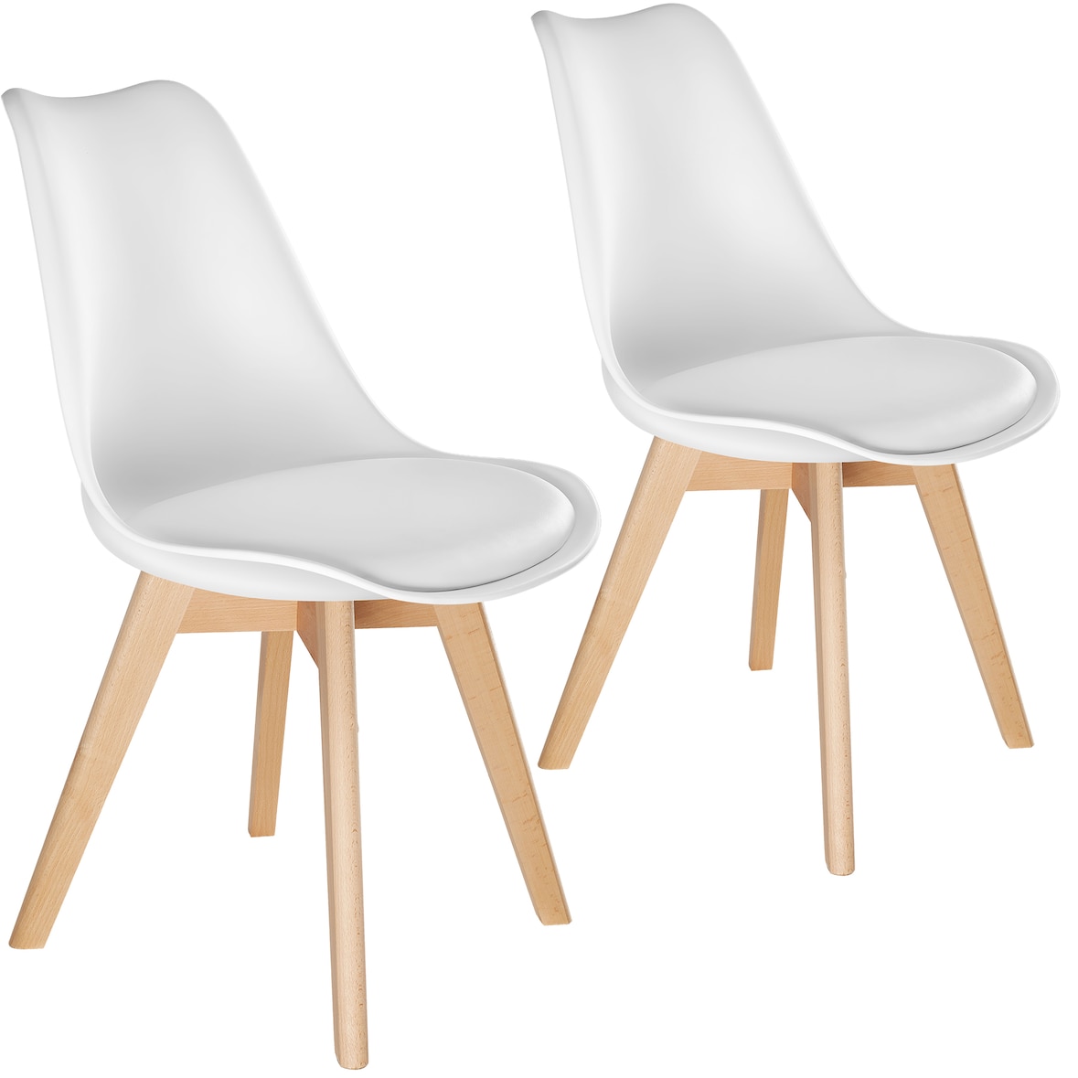 tectake Lot 2 chaises salle à manger style scandinave forme ergonomique blanc - 406096