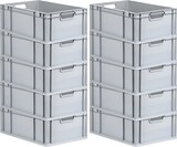 thumbnail of PROREGAL 10x Eurobox NextGen Grip mit Scharnierdeckel & schwarzen Verschlüssen | HxBxT 22x40x60cm | 44 Liter | Griffe offen | Verstärkter Boden