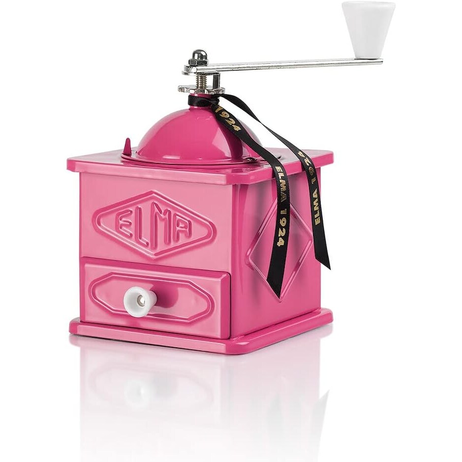 Elma Molinillo Café Manual Vintage, 2 Posiciones Ajuste, Chapa, Decorativo, Rosa, 10,5x10,5x15,5 cm, No Muele Café
