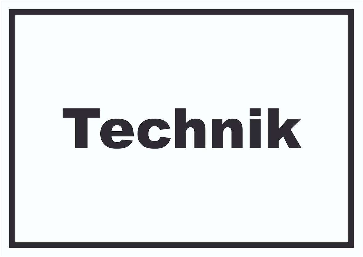 Technik Schild mit Text Hauswirtschaftsraum waagerecht A6 Rückseite selbstklebend
