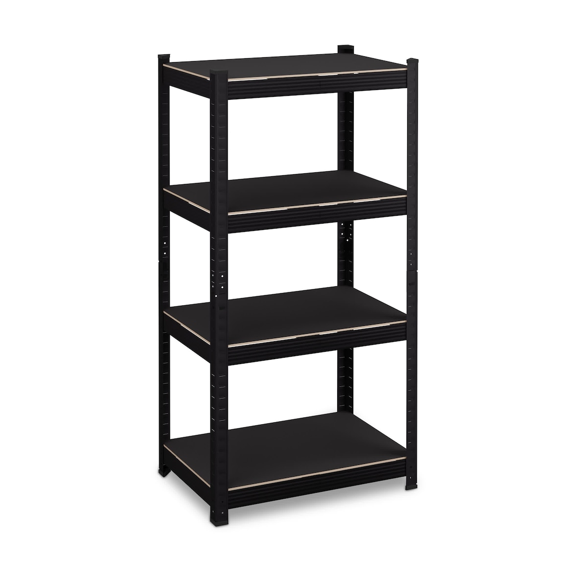 Relaxdays Schwerlastregal, HxBxT 120x60x40 cm, 1000 kg, 4 Ebenen, Stahl, Lagerregal Keller, Garage, zum Stecken, schwarz