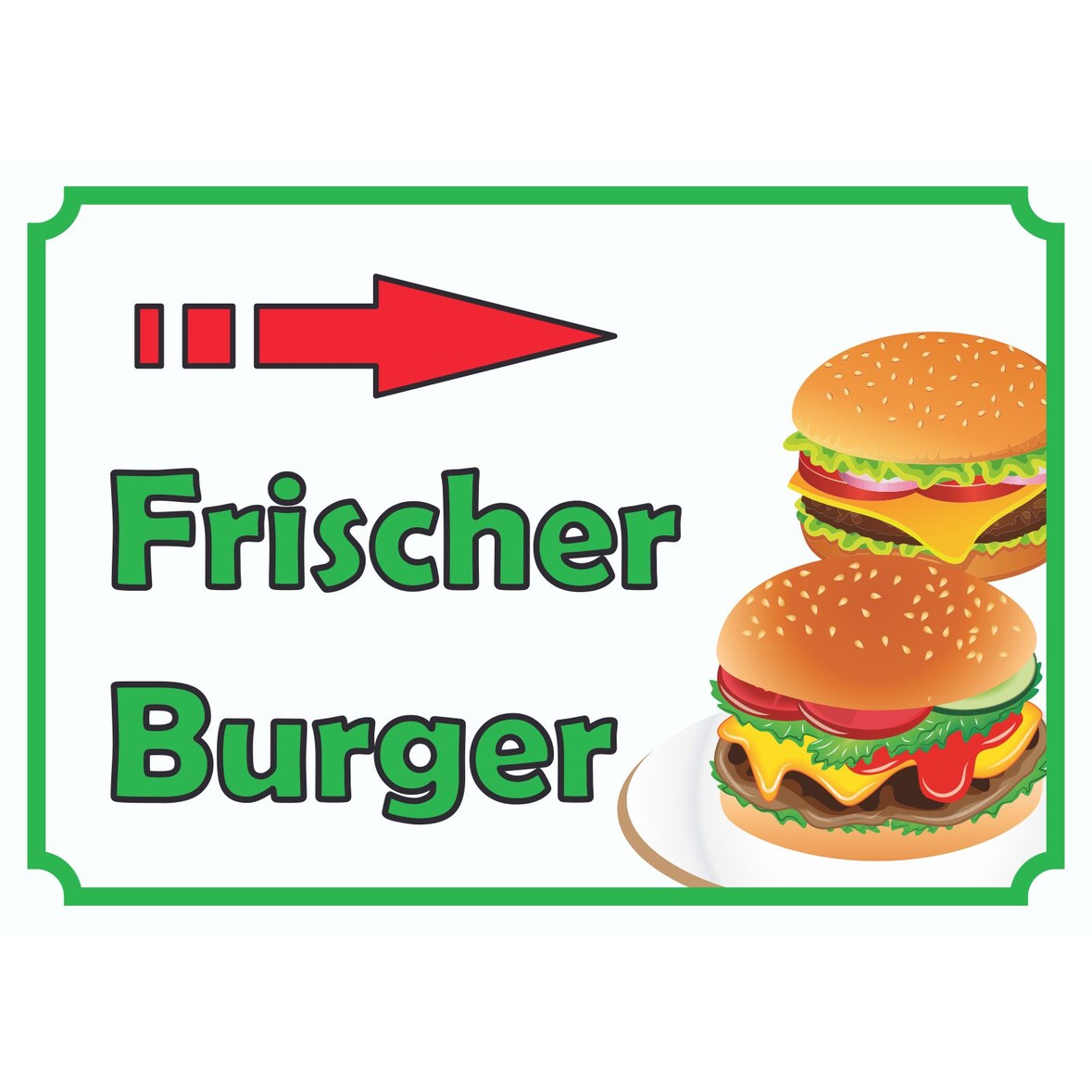 Frischer Burger Schild mit Pfeil rechts A0 (841x1189mm)