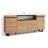 thumbnail of Sideboard, Schrank, Küche, Schrank, Dielenschrank, 200x35x87cm, 4 Türen, Industriedesign, Moderner Stil, Eiche und schwarz _ 63_10
