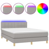 thumbnail of vidaXL Boxspringbett mit Matratze & LED Hellgrau 140x200 cm Stoff