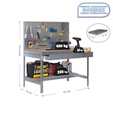 thumbnail of SimonRack Werkbank für Werkstatt, 910x610 mm, Lochwand und Schublade, Tragfähigkeit 400 kg, Verzinkt - BT-2