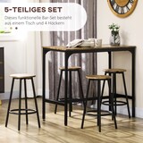 thumbnail of Bartisch Set 110x50x90 cm mit 4 Barhockern Industrystil Braun+Schwarz, platzsparend mit Fußstütze, Metallgestell und MDF Tischplatte
