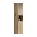 thumbnail of Badezimmer Wandschrank Weiß Eiche 160x35x35 cm mit 2 Türen und offenem Fach, verstellbare Einlegeböden, Sperrholz, schlankes Design