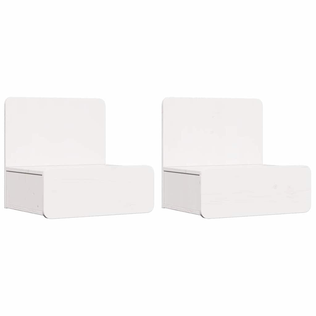 vidaXL Nachttisch 2 pcs Weiß 44 x 32,5 x 40 cm Massivholz Kiefer