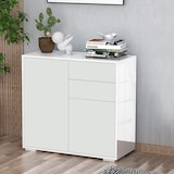 thumbnail of HOMCOM Aparador de Cocina con 2 Puertas 2 Cajones Marco de Blanco Brillante Estante Ajustable Apertura a Presión Armario de Almacenamiento 79x36x74 cm