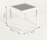 thumbnail of Mesa auxiliar de jardín, Tamaño: 50x50x45 cm, Aluminio reforzado color blanco, Tablero de cristal templado estilo cerámica