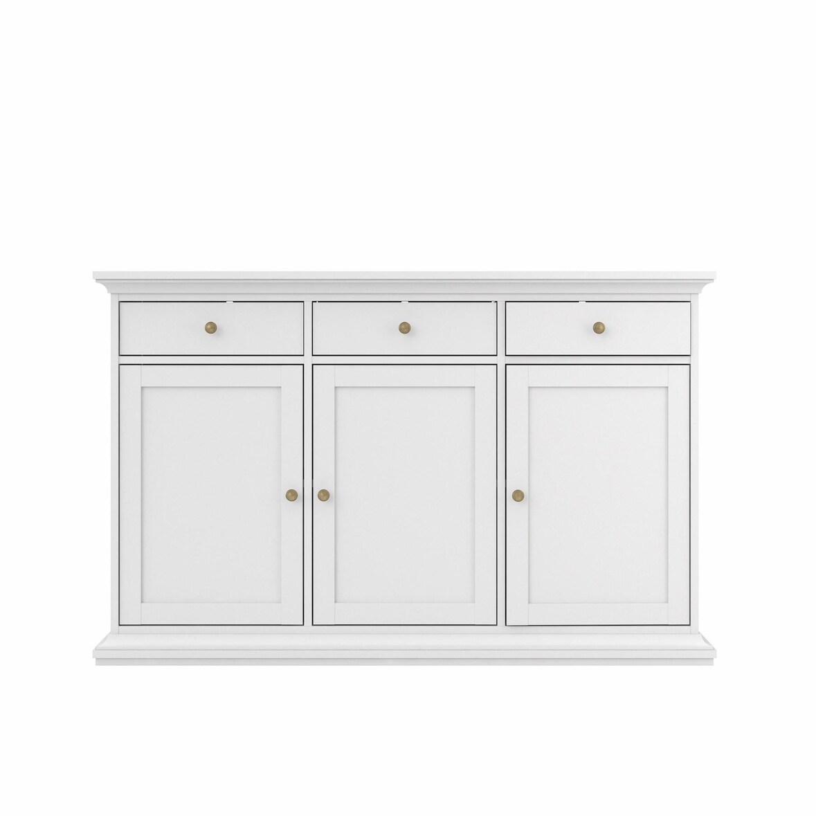 Venedig Sideboard 3 Türen und 3 Schubladen, Breite 143 cm, Höhe 91 cm weiß.