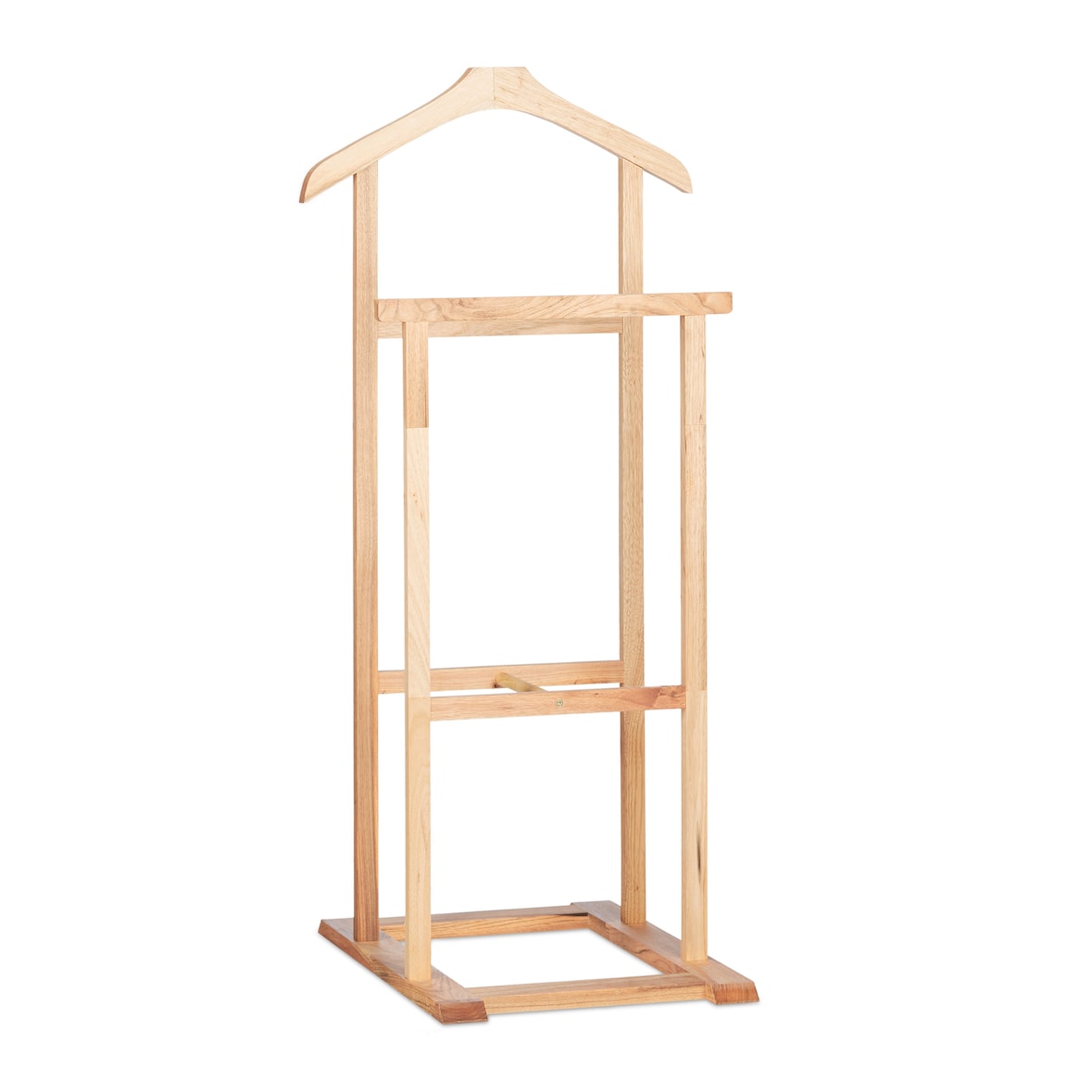 Relaxdays Herrendiener Holz, stummer Diener für faltenfreie Anzüge, Walnuss Kleiderständer HxBxT 102 x 47 x 50 cm, natur