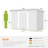 thumbnail of Outsunny cobertizo de jardín 280x130x172 cm base 3,2 m² caseta metálica para almacenamiento de herramientas con 2 puertas base y 2 ventanas