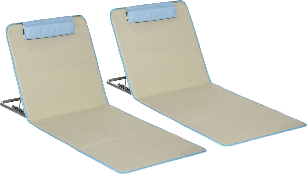 Strandmatten 2er-Set Stahl Beige 124x53x35-45 cm, faltbar, mit 5-fach ...