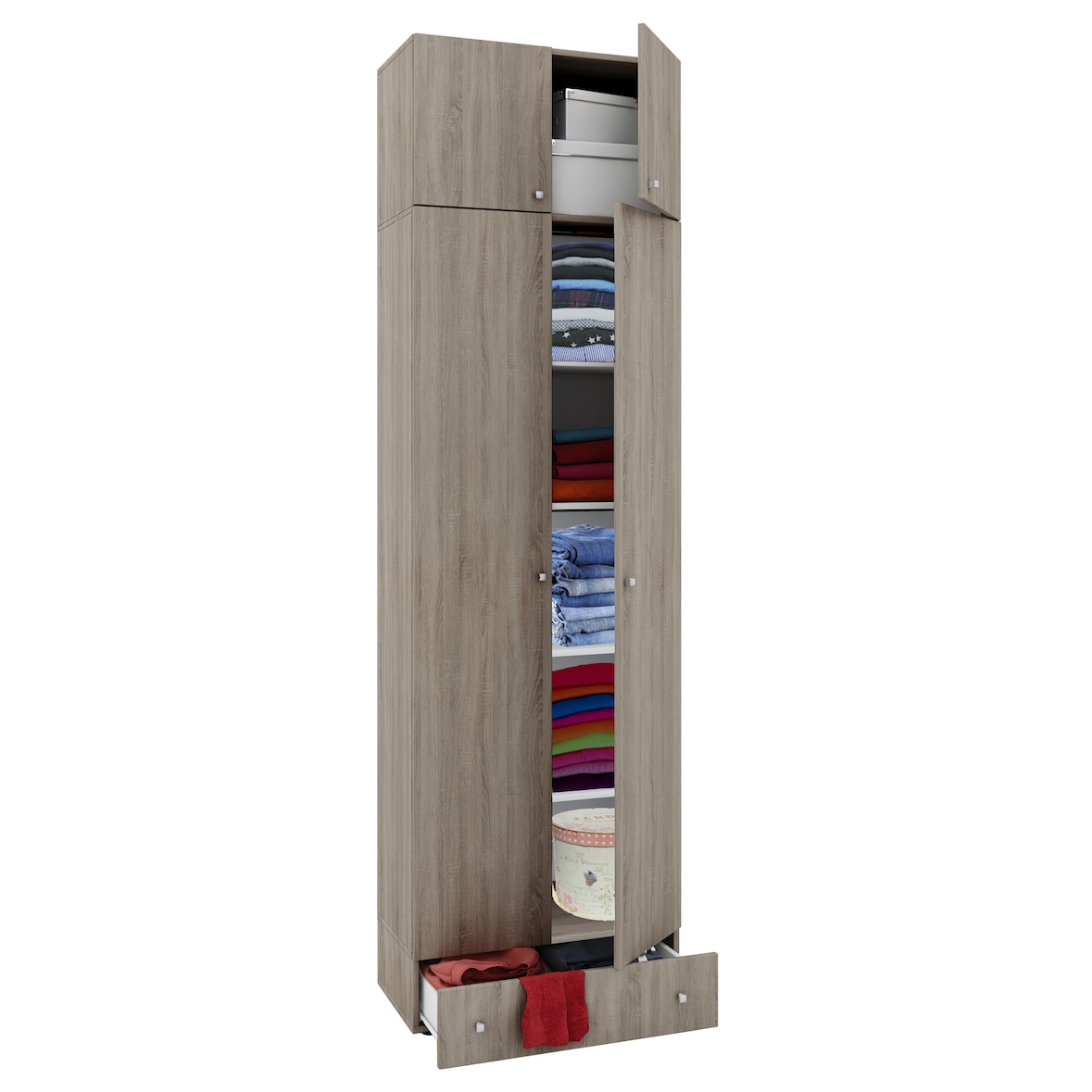 Vandol I Universalschrank mit Oberschrank, 4 Türen und 1 Schublade Sonoma-Eiche dekor.