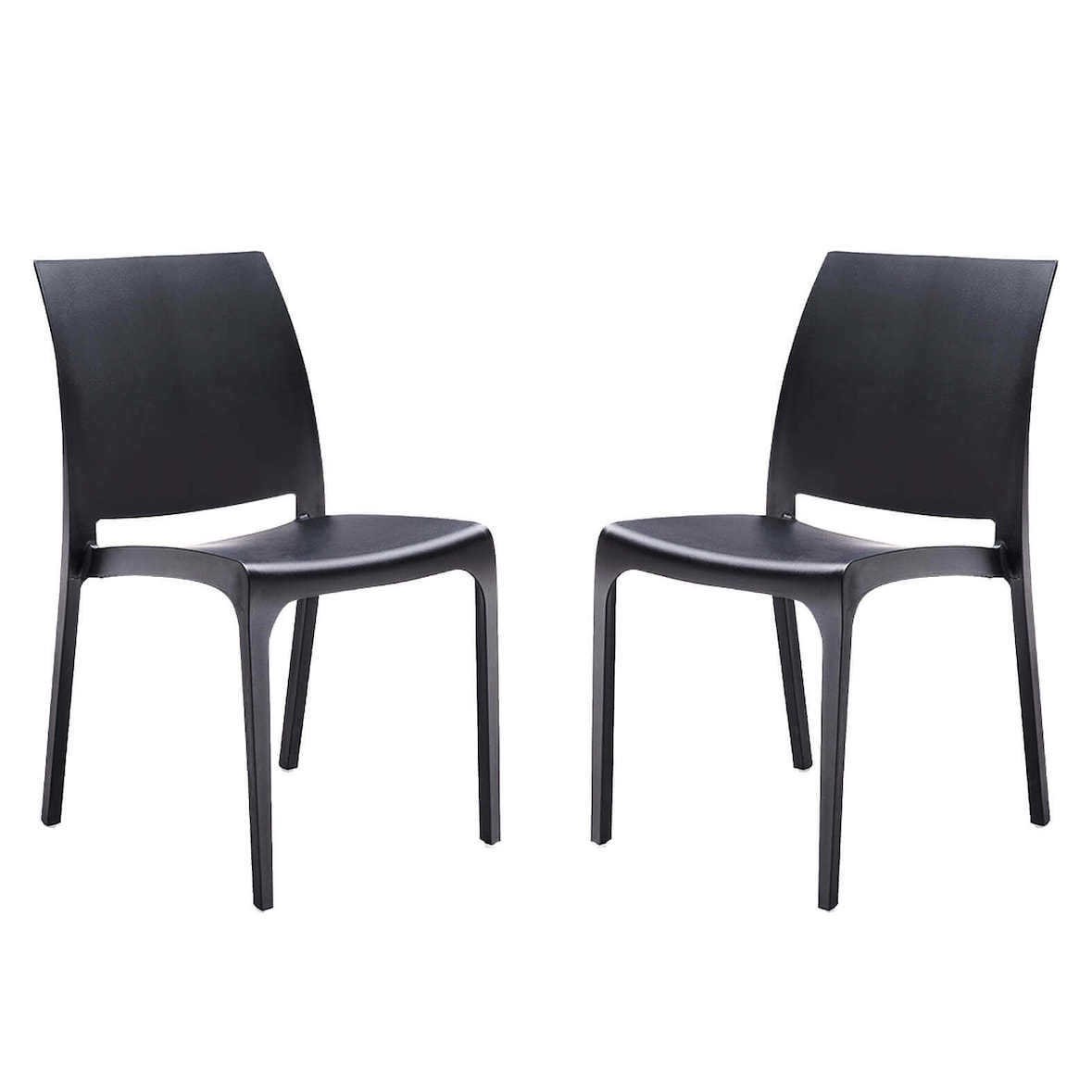 VOLGA set di 2 sedie poltrone da giardino in plastica design moderno colorata Nero colore Nero