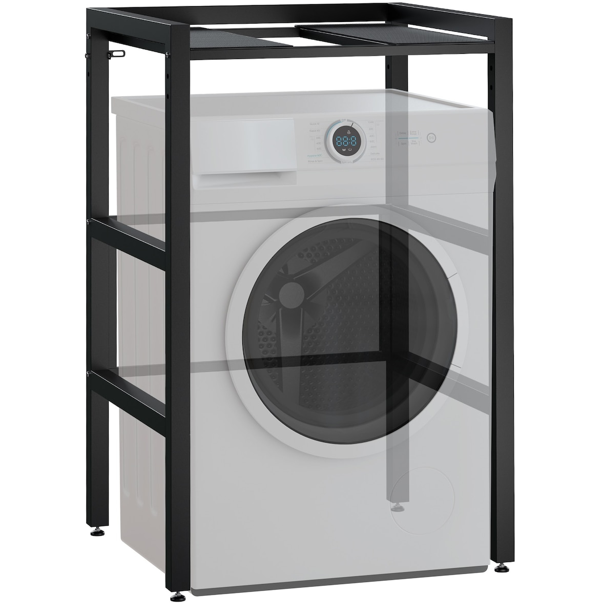 DELUKE® Stapelgestell für Wäschetrockner auf Waschmaschine MIXON Stahlgestell 300kg Waschmaschinengestell höhenverstellbar Waschmaschinenregal Schwarz