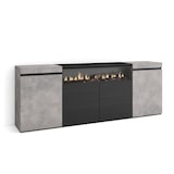 thumbnail of Sideboard, Schrank, Küche, Schrank, Flurmöbel, 200x35x75cm, 4 Türen, Elektrischer Kamin, Moderner Stil, Zementgrau _ 60_11