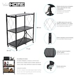 thumbnail of WellHome - Scaffale di stoccaggio pieghevole con 3 ripiani e ruote in nero - 71x34x89 cm