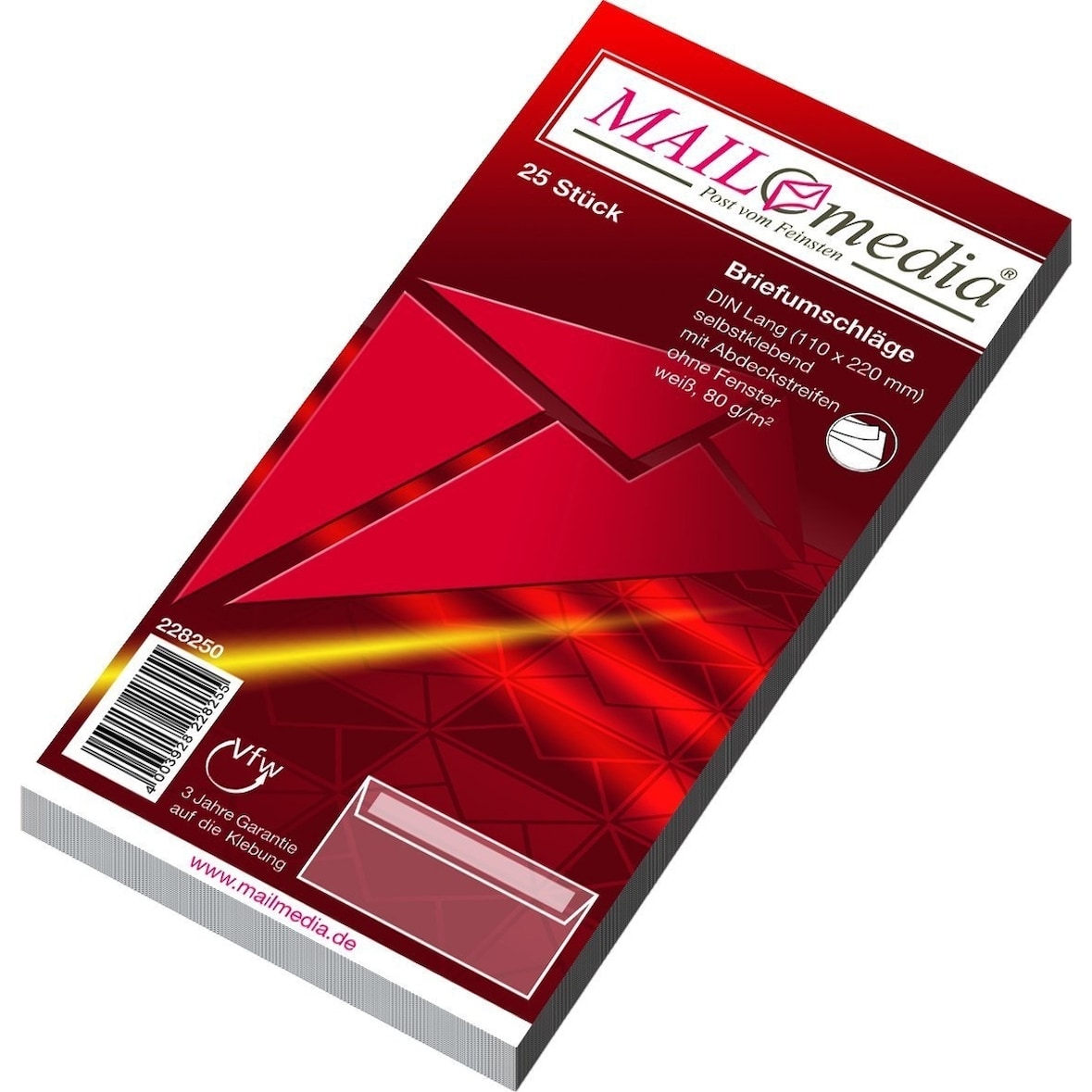 Briefumschläge DINlang haftklebend weiß 80g/qm VE=40x25 Stück