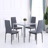 thumbnail of Mesa de Comedor de Cristal Mesa de Cocina Salón Cuadrada para 4 Personas con Patas de Metal 75x75x75 cm