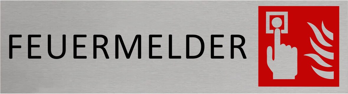 CombiCraft Aluminium Türschild Feuermelder 165x45mm mit 3M-Tape zur Befestigung, einfache Kennzeichnung von Räumen und Bereichen