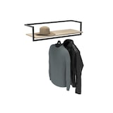 thumbnail of Penderie étagère murale bois et métal noir L90 cm ETAN