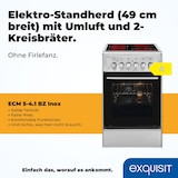 thumbnail of Exquisit ECM 5-4 Elektro-Standherd, Glaskeramik, 46 L Backofenvolume,  Bräterzone