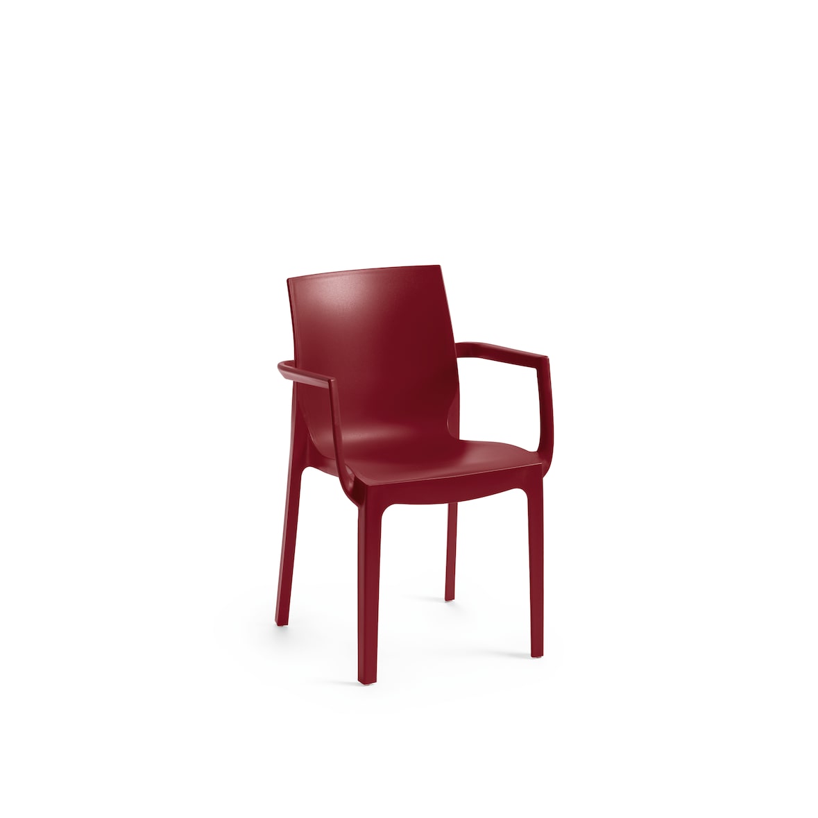 METRO PROFESSIONAL Fauteuil Bukisi, empilable, avec accoudoirs, en polypropylène, bordeaux
