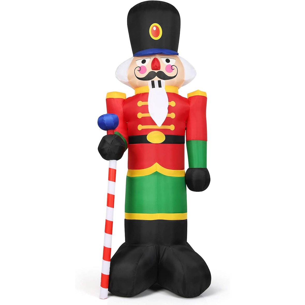 COSTWAY 240 cm aufblasbarer Nussknacker-Soldat, Weihnachtsmann-Soldat mit 3 LED-Lichtern, Weihnachtsdekoration für den Innen- und Außenbereich