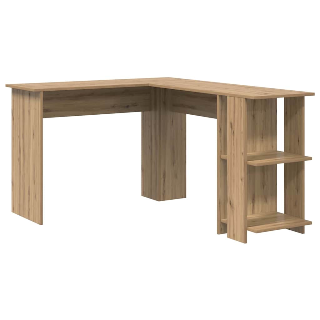 Bureau d'angle avec étagère Chêne artisanal 140 x 113,5 x 75 cm Modèle Solaris Prestige Plus