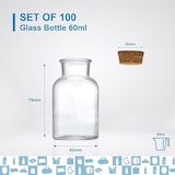 thumbnail of 100x Mini Garrafas de Vidro 60ml com Rolhas de Cortiça - Lembranças para Casamentos, Batizados e Decoração
