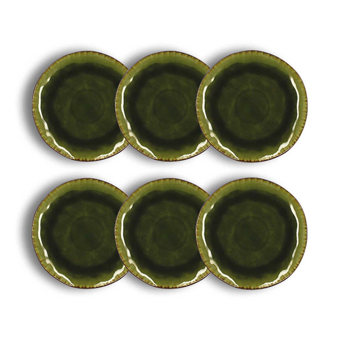 Ogo Living - Lot 6 assiettes plate meta 26.5cm en grès vert