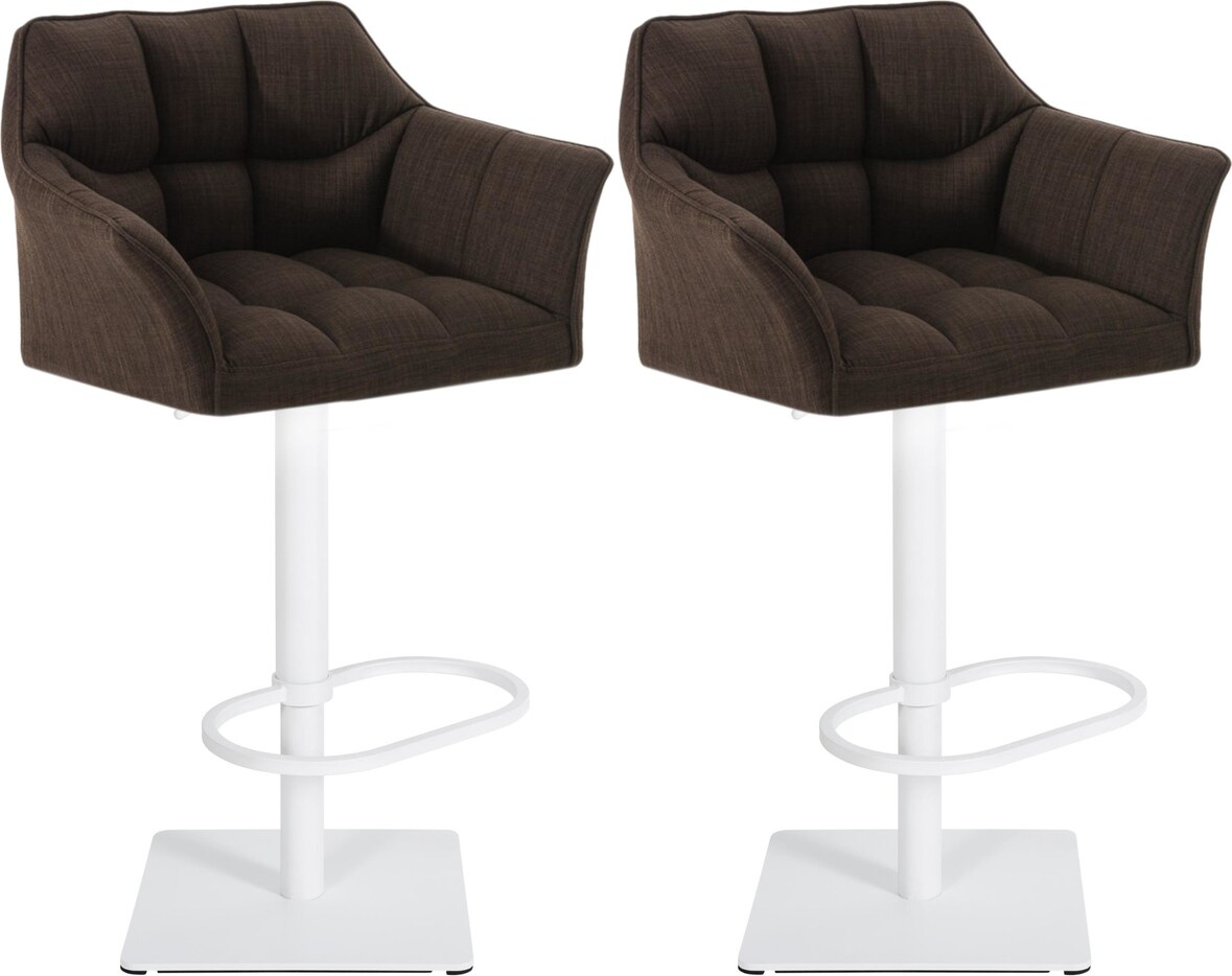 CHEFGASTRO 2er Set Barhocker PHILADELPHIA Stoff Weiß HxBxT 88x64x45cm Stoff Braun Barstuhl