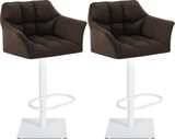 thumbnail of CHEFGASTRO 2er Set Barhocker PHILADELPHIA Stoff Weiß HxBxT 88x64x45cm Stoff Braun Barstuhl