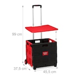 thumbnail of Relaxdays Einkaufstrolley, Klapptrolley mit Rollen & Deckel, Teleskopgriff, bis 35 kg, faltbarer Trolley, rot/schwarz