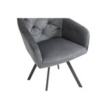 thumbnail of SalesFever Esstischgruppe 5-tlg., 160x85 cm, Platte Akazie 26 mm cognac, Metallgestell schwarz, 4 Armlehnstühle 360° drehbar Samt, grau–schwarz