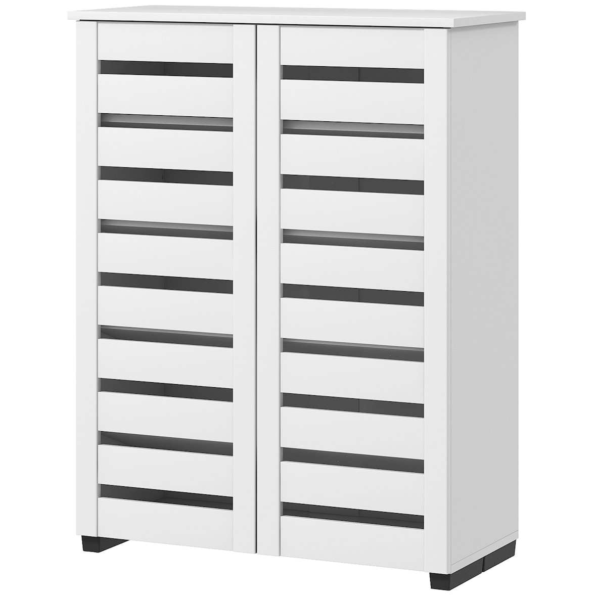 HOMCOM Mobile Scarpiera a 5 Livelli con Ante a Doghe in Legno Bianco