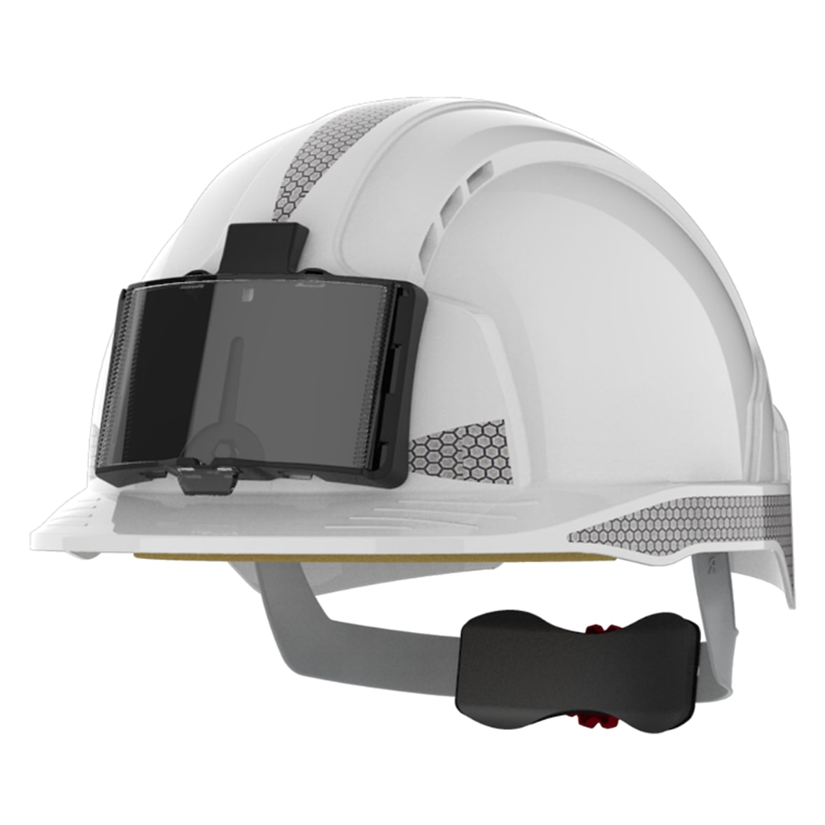 Casque de sécurité crémaillère ventilé porte badge EVOLite - CR2 Gris Blanc