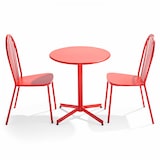 thumbnail of Tavolo rotondo e 2 sedie da bistrot in metallo rosso - Oviala