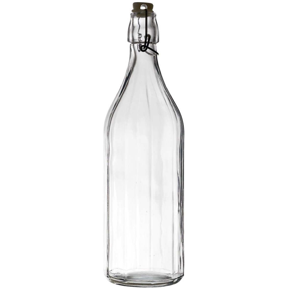 Botella de vidrio con tapa abatible de 1 litro – Botella de agua transparente con tapa abatible – Transparente