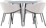 thumbnail of Plaza Essgruppe Tisch Ø100cm und 4 Velours Stühle mit Armlehnen grau.