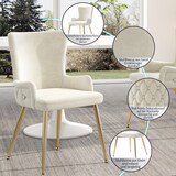 thumbnail of Merax Samt-Esszimmerstuhl(Set, 2 St), 6er-Set, Polsterstühle Küchenstühle luxuriöser Wohnzimmer-Schlafzimmer-Loungesessel , Beige&Gold