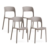 thumbnail of Lot de 4 chaises empilables en polypropylène avec fibre de verre pour jardin ou intérieur, hydrofuges et résistantes, design moderne – BARBARA – Taupe