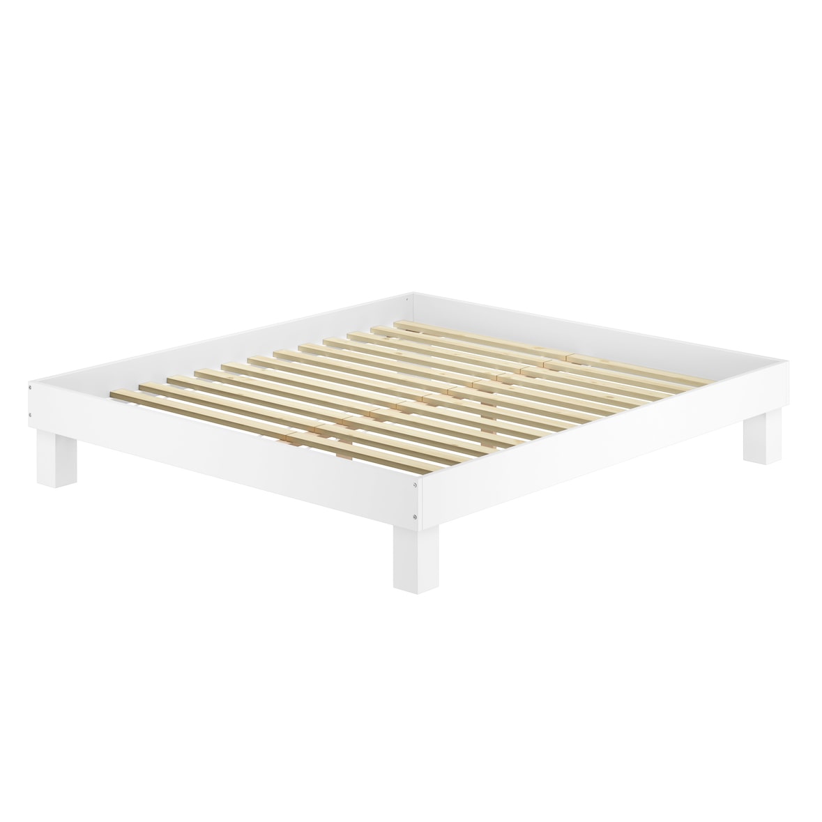 Waschweißes Doppelbett 200x200 Buche Holzbett mit wählbarem Zubehör V-60.87W-20 Rollrost inkl.