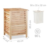 thumbnail of Relaxdays Wäschetruhe Walnuss, eckiger Wäschesammler mit Deckel, 90 l, entnehmbarer Wäschesack, 65,5 x 45 x 45 cm, natur