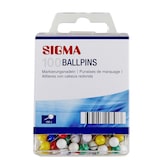 thumbnail of SIGMA Alfinetes de cabeça redonda, poliestireno/metal, Ø 7 mm, várias cores, 100 unidades